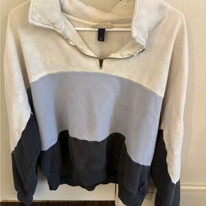 Universal Thread Cream and Gray Colorblock Hoodie